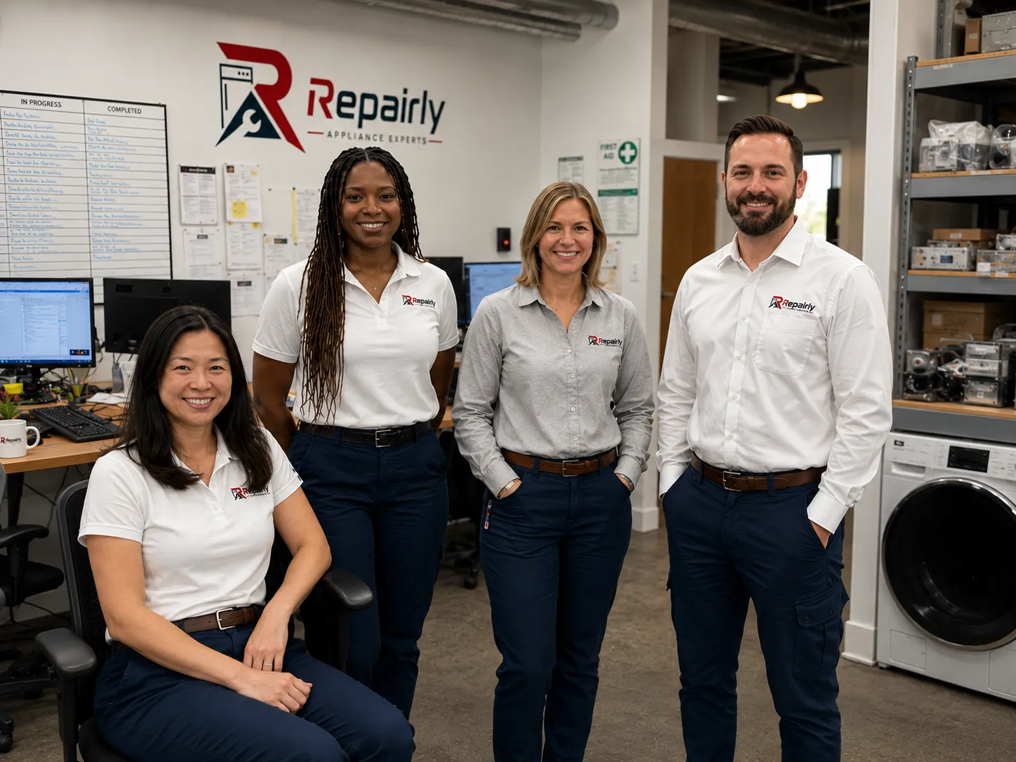 The Repairly team at their Los Angeles workshop