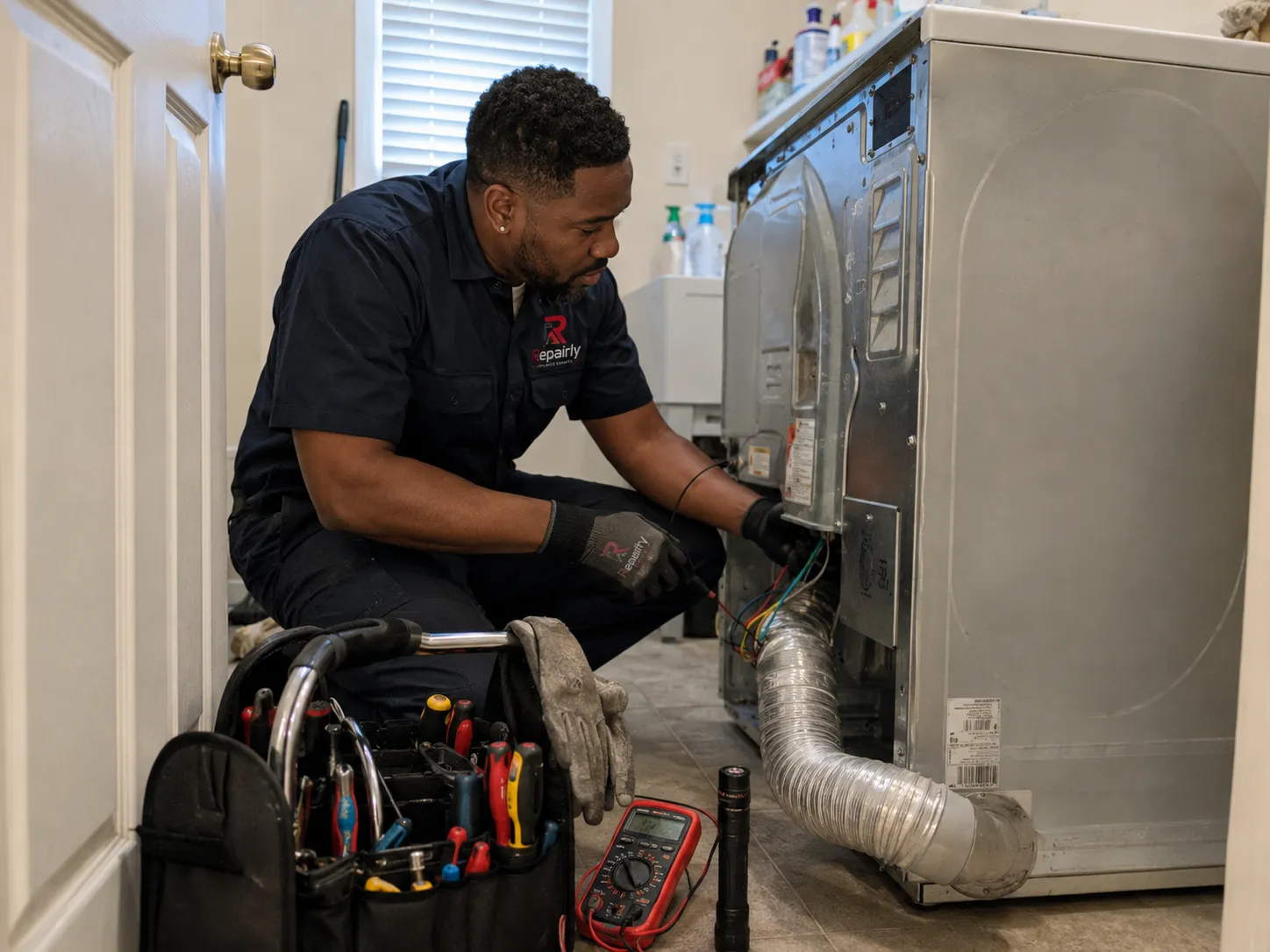 A Repairly technician on a service call